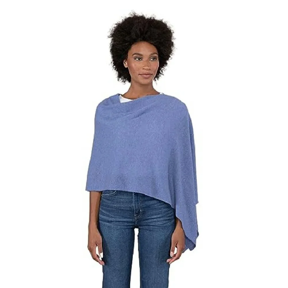 100% Cashmere Poncho Wrap One Size Fits Most Draped Dress Topper